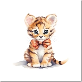 Bengal Tiger Wearing Bow Posters and Art